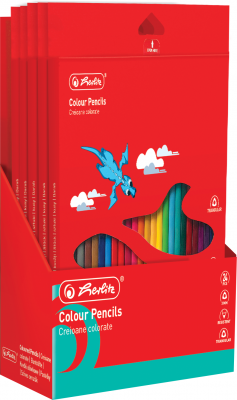 Creioane colorate, mina 3mm, set 24 culori, in tavita plastic, Herlitz