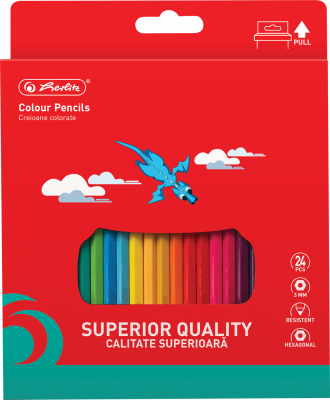 Creioane colorate, mina 3mm, set 24 culori, Herlitz
