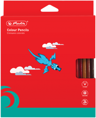 Creioane colorate, mina 3mm, set 24, Herlitz