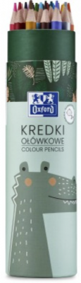 Creioane colorate rotunde Oxford Kids, mina 3 mm, set 26, include argintiu si auriu, diverse motive