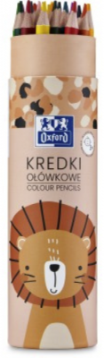 Creioane colorate rotunde Oxford Kids, mina 3 mm, set 26, include argintiu si auriu, diverse motive