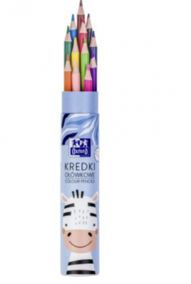 Creioane colorate rotunde Oxford Kids, mina 3 mm, set 12, diverse culori