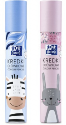 Creioane colorate rotunde Oxford Kids, mina 3 mm, set 12, diverse culori