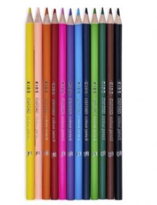 Creioane colorate rotunde Oxford Kids, mina 3 mm, set 12, diverse culori