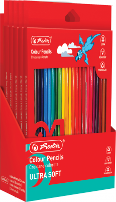Creioane colorate Ultrasoft, mina 3.3mm, set 24 culori, Herlitz