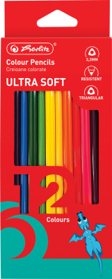 Creioane colorate Ultrasoft, mina 3.3mm, set 12 culori, Herlitz