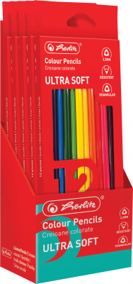 Creioane colorate Ultrasoft, mina 3.3mm, set 12 culori, Herlitz