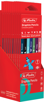 Creion grafit HB Zile Saptamana, colorat, mina 2.2mm, set 7, Herlitz