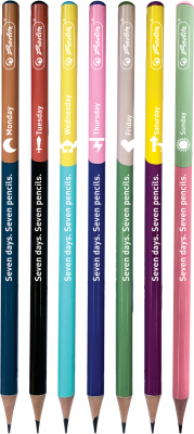 Creion grafit HB Zile Saptamana, colorat, mina 2.2mm, set 7, Herlitz