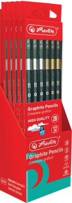 Creion grafit 2B, mina 2.4 mm, set 12, Herlitz