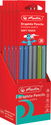Creion grafit 2B Soft Touch, mina 2.4mm, set 12, Herlitz