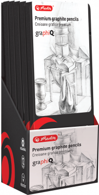 Creion grafit diferite marimi, argintiu mat, mina 2mm, set 12, Herlitz