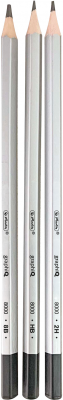 Creion grafit diferite marimi, argintiu mat, mina 2mm, set 12, Herlitz