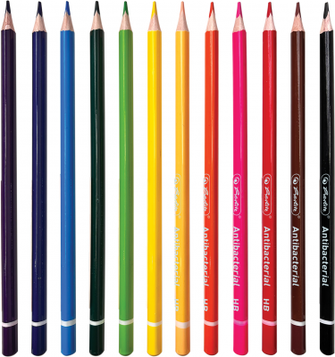 Creion grafit HB, cu proprietati bacteriostatice, albastru, mina 3mm, set 12, Herlitz