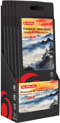 Creioane colorate Bi-Color, mina 4mm, 12 bucati, 24 culori, Herlitz