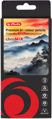 Creioane colorate Bi-Color, mina 4mm, 12 bucati, 24 culori, Herlitz