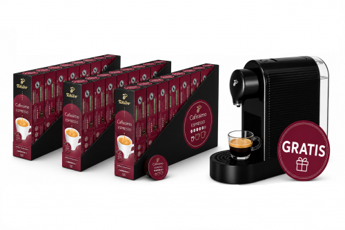 Pachet 24 cutii capsule Tchibo Cafissimo Espresso Intense Aroma si espressor Tchibo Pure Plus cadou