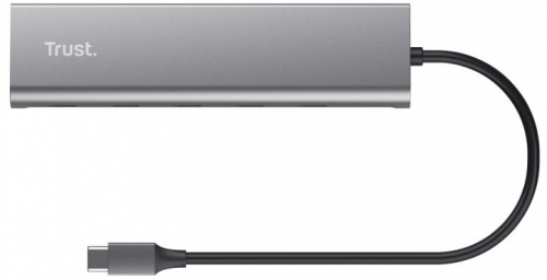 Hub Trust Halyx, 5 porturi USB-C 3.2 gen 1: 1 USB-C 100W PD port / 4 USB-C data ports, USB PD 3.0, gri