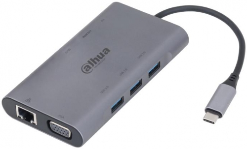 dAHUA 9 IN 1 USB 3.1 Type-C to USB 3.0 + HDMI + RJ45 + VGA + SD/TF +PD Docking Station, intrare: USB 3.1 Type-C, Iesire: 3 * USB 3.0, 1 * HDMI, 1 * VGA, 1 * RJ45, 1 * SD, 1 * TF, 1 * PD, 1 × VGA supporta 1920 × 1080@ 30 Hz, 1 × RJ-45, suporta 10/100/1000 Mbps.