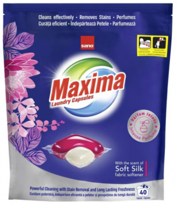 Detergent rufe, Sano Maxima Gel Capsule, Soft Silk, 40 buc/set
