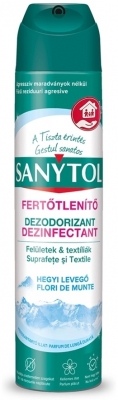 Odorizant spray Sanytol, dezinfectant pentru suprafete, textile, parfum de Flori de munte, 300 ml