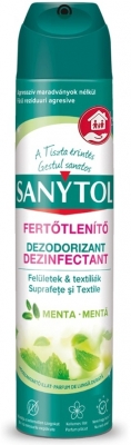 Odorizant spray Sanytol, dezinfectant pentru suprafete, textile, parfum de Menta, 300 ml