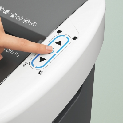 Distrugator documente automat Leitz OptiMax Small Office, P4, cross-cut, 200 coli, cos 21L, alb-gri