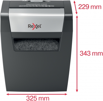 Distrugator documente manual REXEL MOMENTUM X308, P3, cross-cut (confeti), 8 coli, cos 15l