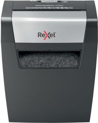 Distrugator documente manual REXEL MOMENTUM X308, P3, cross-cut (confeti), 8 coli, cos 15l
