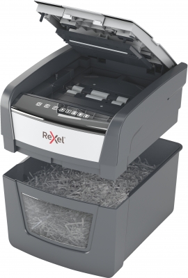 Distrugator documente automat REXEL OPTIMUM 45X, P4, cross-cut (confeti), 45 coli, cos 20l