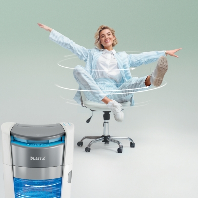 Distrugator documente automat Leitz OptiMax Office Pro, P4, cross-cut, 600 coli, cos 50L, alb-gri
