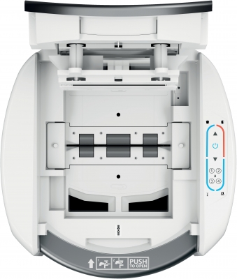 Distrugator documente automat Leitz OptiMax Office Pro, P4, cross-cut, 600 coli, cos 50L, alb-gri