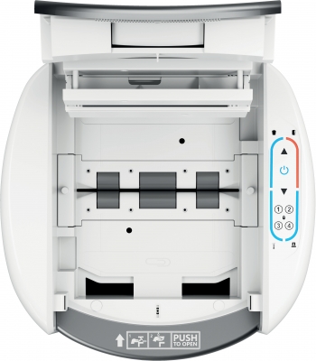 Distrugator documente automat Leitz OptiMax Office, P4, cross-cut, 300 coli, cos 25L alb-gri