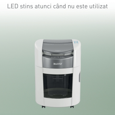 Distrugator documente automat Leitz OptiMax Home Office, P4, cross-cut, 150 coli, cos 15L, alb-gri