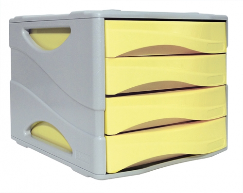 Dulap din plastic, 4 sertare, mod. 15, culoare galben pastel, keep colour, Arda