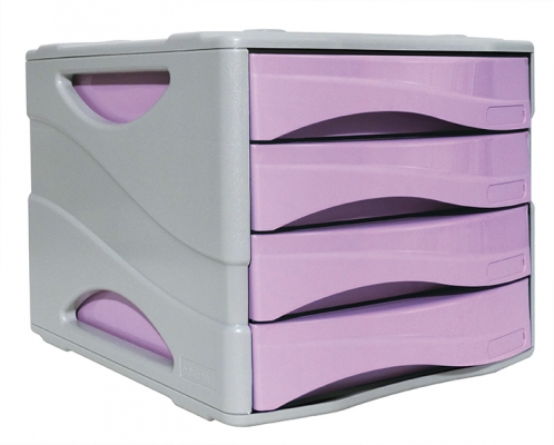 Dulap din plastic, 4 sertare, mod. 15, culoare lila pastel, keep colour, Arda