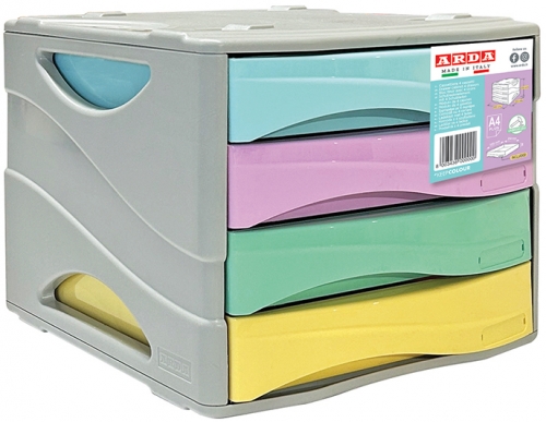 Dulap din plastic, 4 sertare, mod. 15, culori pastel, keep colour, Arda