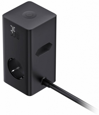 Incarcator retea Baseus PowerCombo Tower Digital Powerstrip, Quick charge 35W, 4 porturi iesire, lungime cablu 1.5m, negru