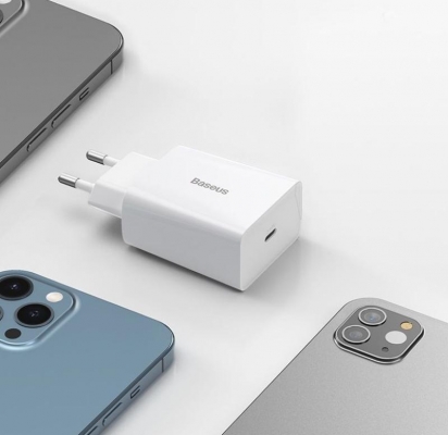 Incarcator retea Baseus Speed Mini, Quick Charge 20W, 1 x USB Type-C 5V/3.0A, alb