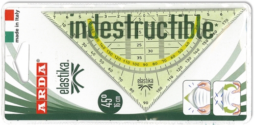 Echer geometric 16 cm, 45°, fara maner, Elastika, Arda