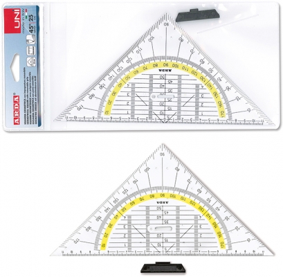 Echer geometric 45°, plastic, 25cm, maner mobil, universal, Arda