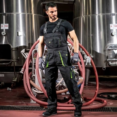 Pantaloni pieptar Kastor Stenso, gri/negru/verde