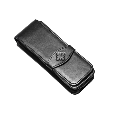 Etui Diplomat din piele naturala neagra, pentru 4 instrumente de scris