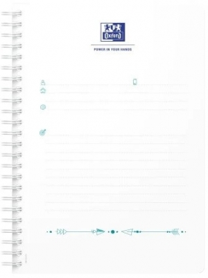 Caiet Oxford Horizons, A5 60 file, spira dubla, scribzee, Ecolabel, coperta flexibila, pagina info personale, dictando, diverse modele