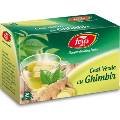 Ceai verde, cu ghimbir, 20 pliculete, Fares