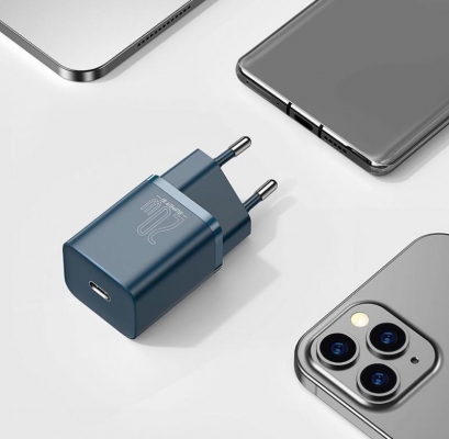 Incarcator retea Baseus Super Si, Quick Charge 20W, 1 x USB Type-C 5V/3A, albastru