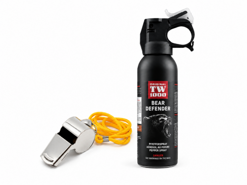 Kit aparare impotriva ursilor, spray autoaparare cu piper Bear Defender TW1000 si fluier din metal cu snur