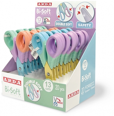 Foarfeca, bi-soft pastel, 2.0, 13 cm, 20 buc/display, Arda