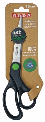 Foarfeca Black is the New Green, plastic reciclat 15 cm, blister, Arda