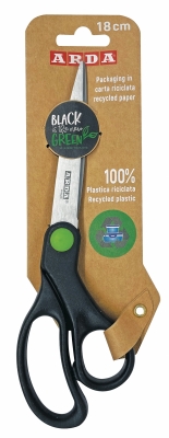 Foarfeca Black is the New Green, plastic reciclat 18 cm, blister, Arda